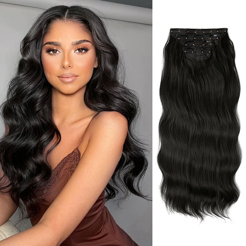 Hair extensions clip in hair four-piece wig set hair clips curly fiber 22 inch
