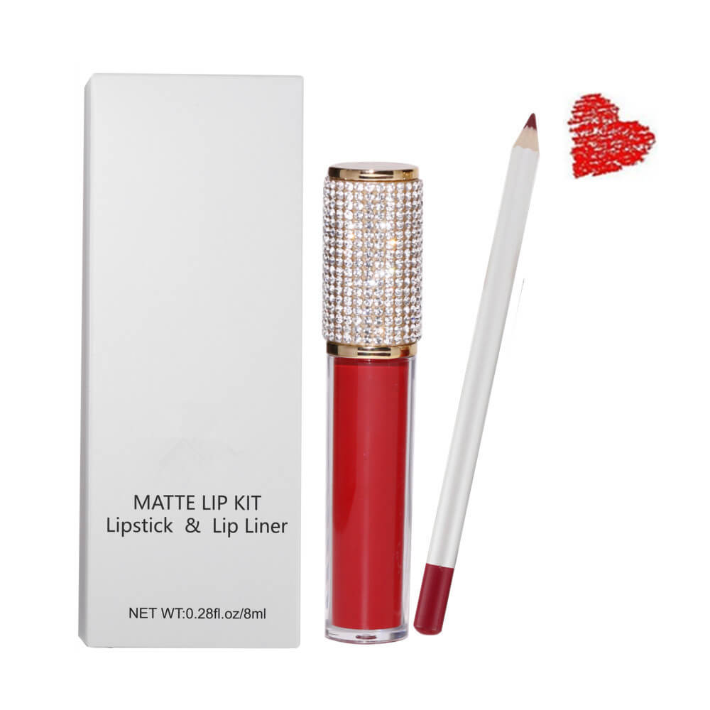 20 color matte liquid lipstick lip liner set diamond long lasting