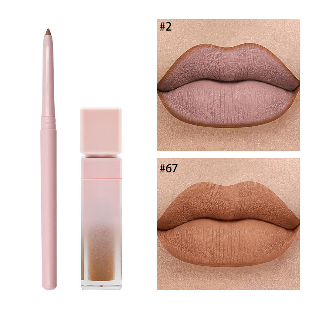 16 color pink liquid lipstick lip liner set matte waterproof long lasting