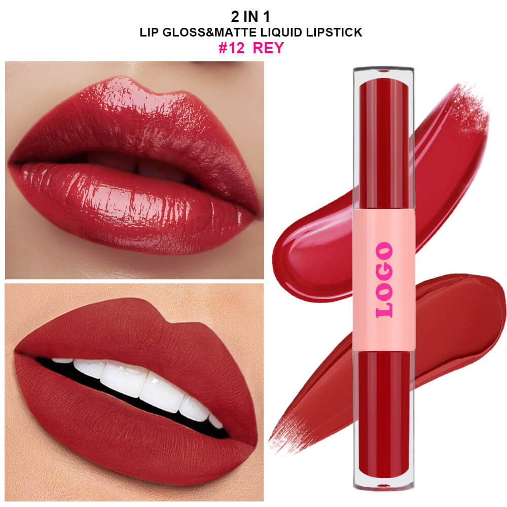 12 Color 2-In-1 Lip Gloss & Matte Liquid Lipstick Moisturizing Waterproof Vegan