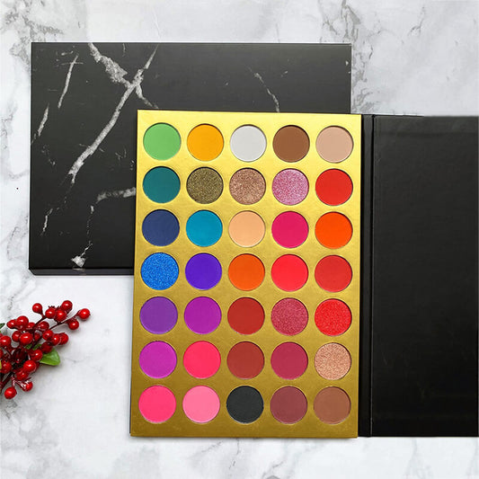 Palette de 35 fards à paupières mats marbrés noirs, hautement pigmentés et waterproof
