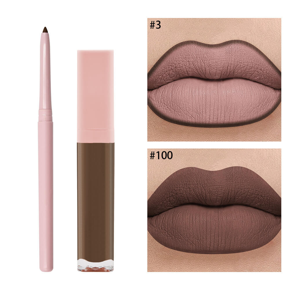 16 color 2 in 1 matte liquid lipstick lip liner set long lasting high pigment