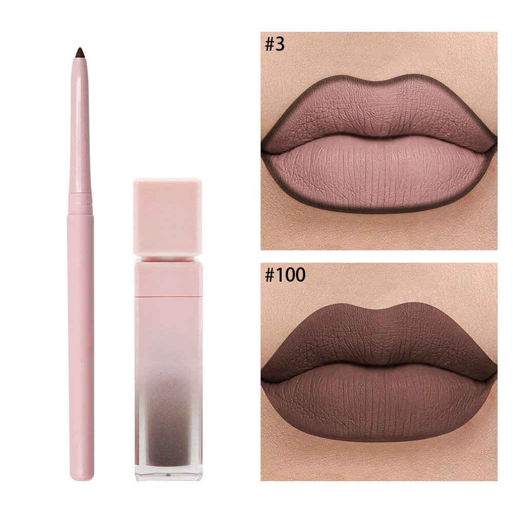 16 color pink liquid lipstick lip liner set matte waterproof long lasting