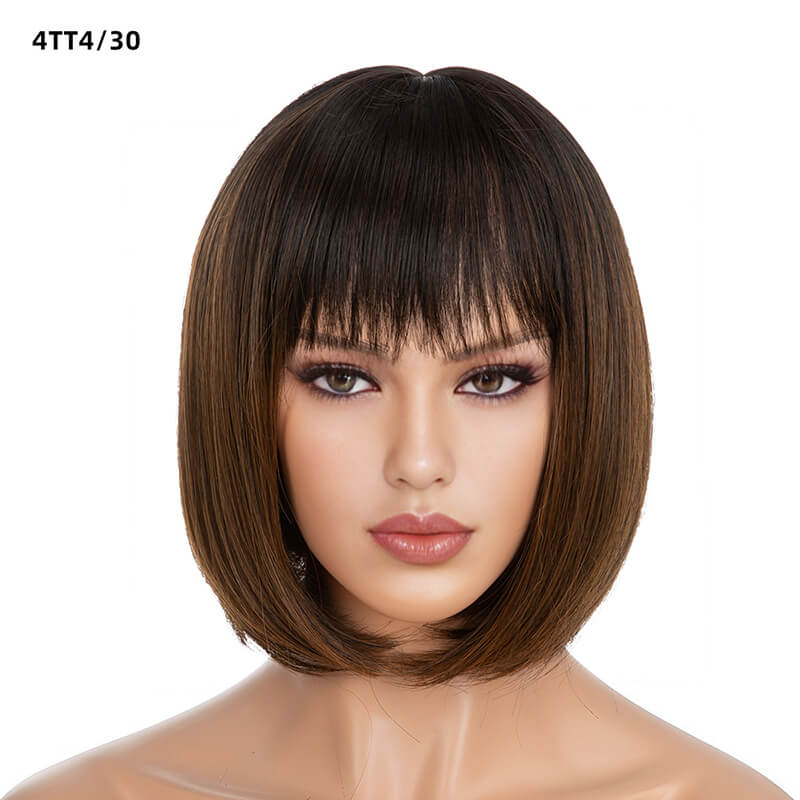 Wigs short straight hair bobo head air bangs whole wig headgear