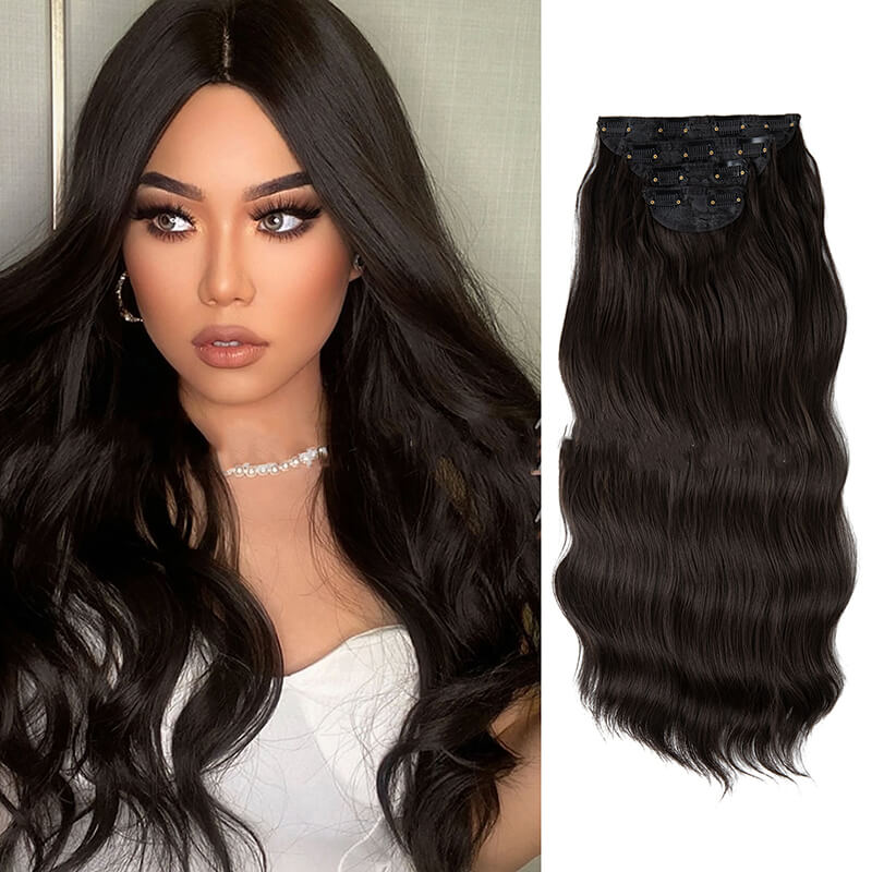 Hair extensions clip in hair four-piece wig set hair clips curly fiber 22 inch
