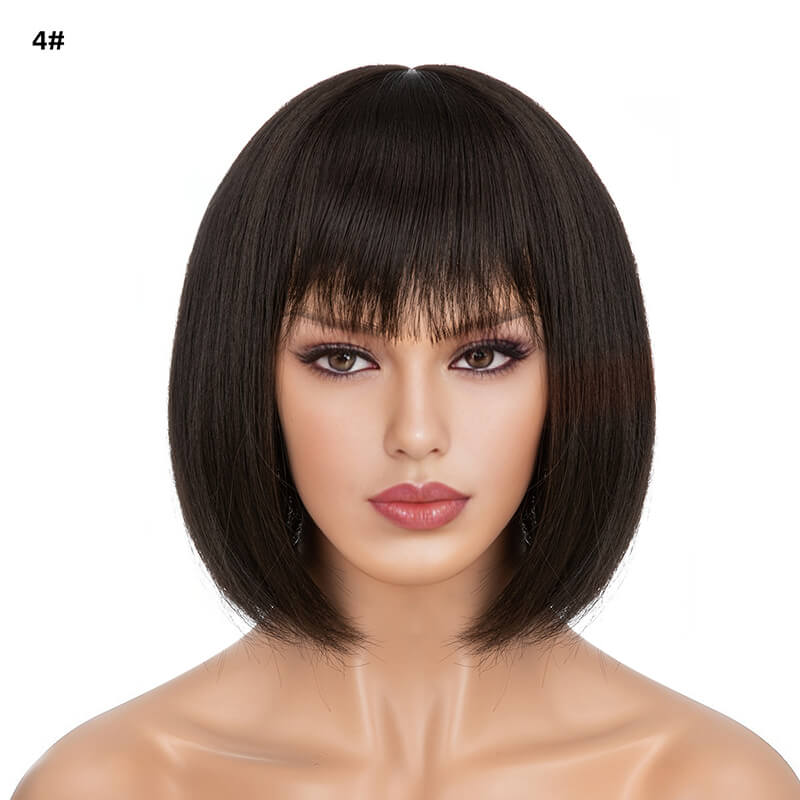 Wigs short straight hair bobo head air bangs whole wig headgear