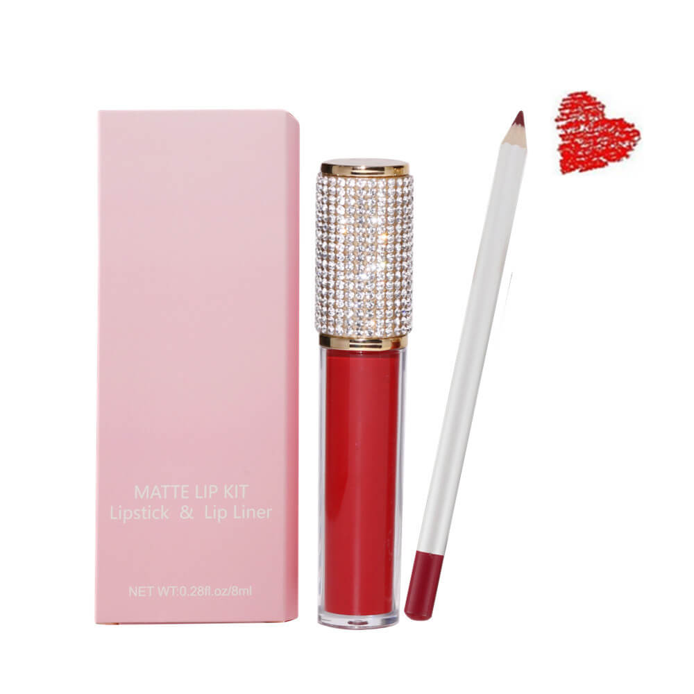 20 color matte liquid lipstick lip liner set diamond long lasting