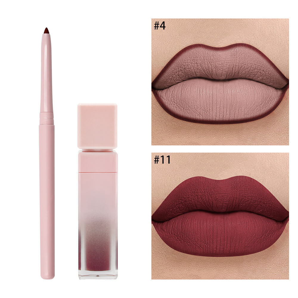 16 color pink liquid lipstick lip liner set matte waterproof long lasting