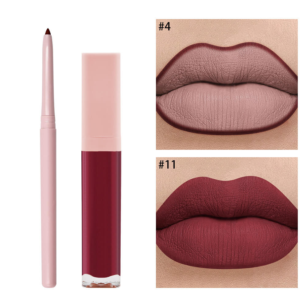 16 color 2 in 1 matte liquid lipstick lip liner set long lasting high pigment