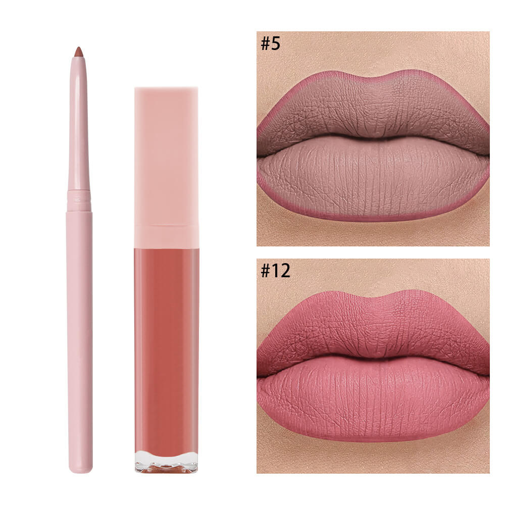 16 color 2 in 1 matte liquid lipstick lip liner set long lasting high pigment