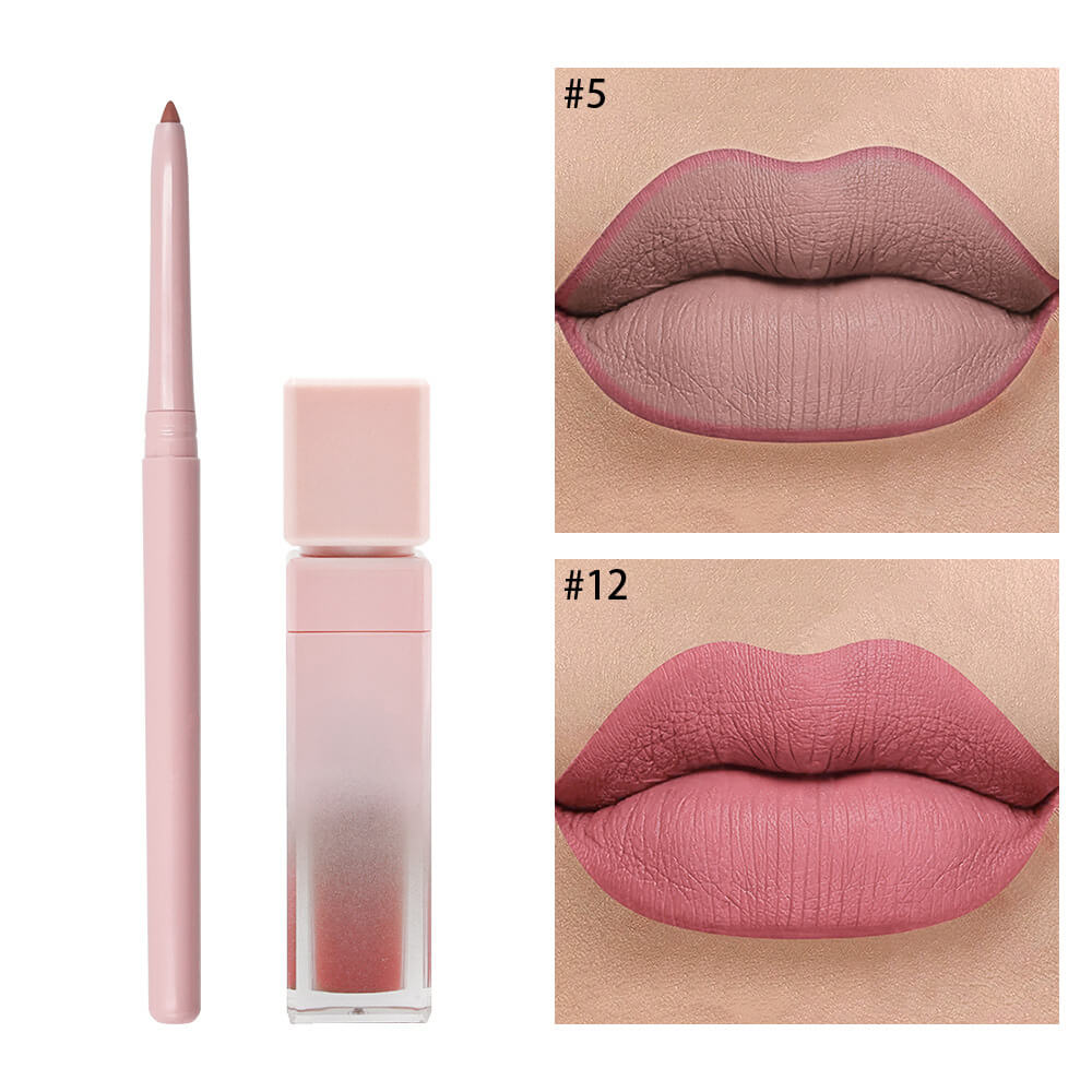 16 color pink liquid lipstick lip liner set matte waterproof long lasting
