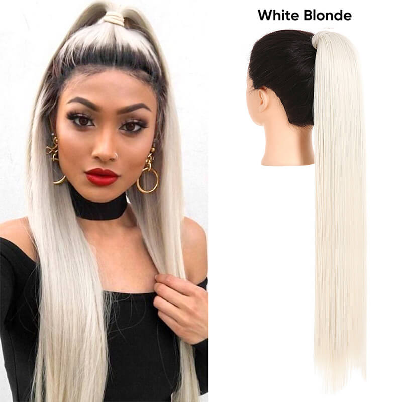 Wigs velcro ponytail matte silk long straight hair wrapped wig 23.6 inch