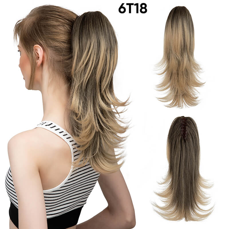 Short wigs hair extensions curly ponytail natural fluffy ponytail with clip