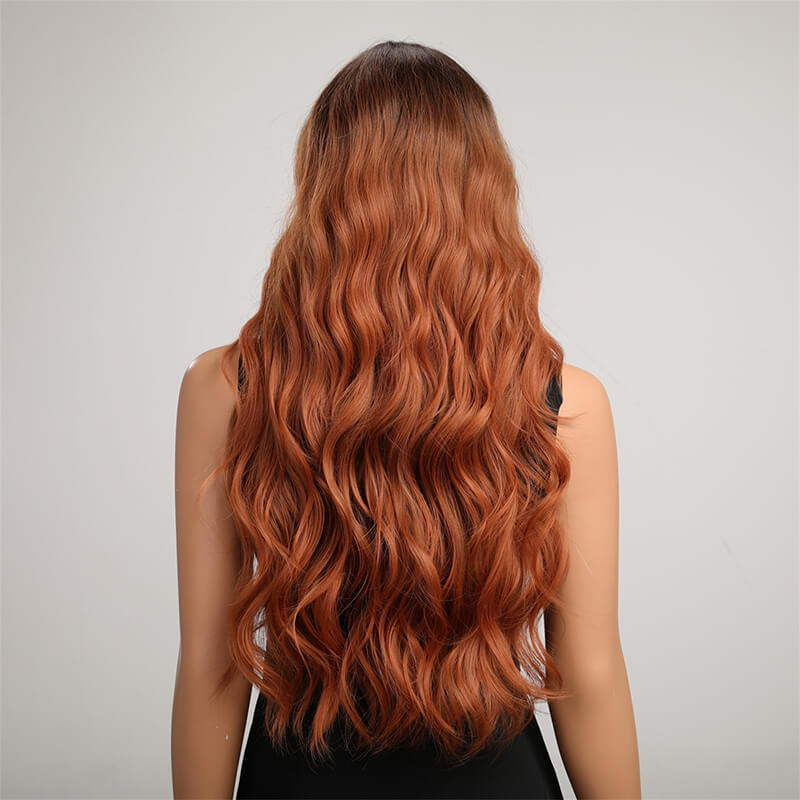 Big wave wigs long curly hair gradient chemical fiber full headgear