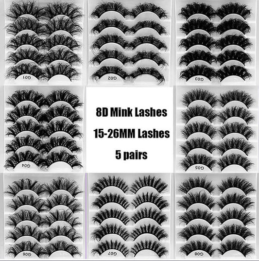 5 pairs 8D mink eyelash false lash fried hair multi-layer thick fluffy