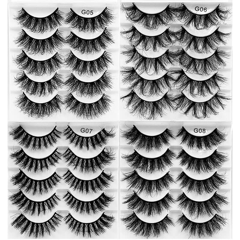 5 pairs 8D mink eyelash false lash fried hair multi-layer thick fluffy