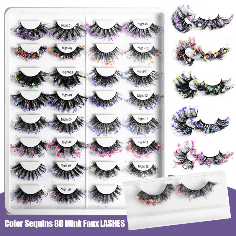 8D mink false eyelash luminous lash handmade fluffy curl