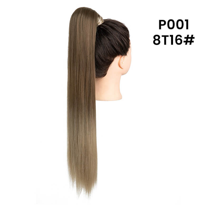Wigs velcro ponytail matte silk long straight hair wrapped wig 23.6 inch