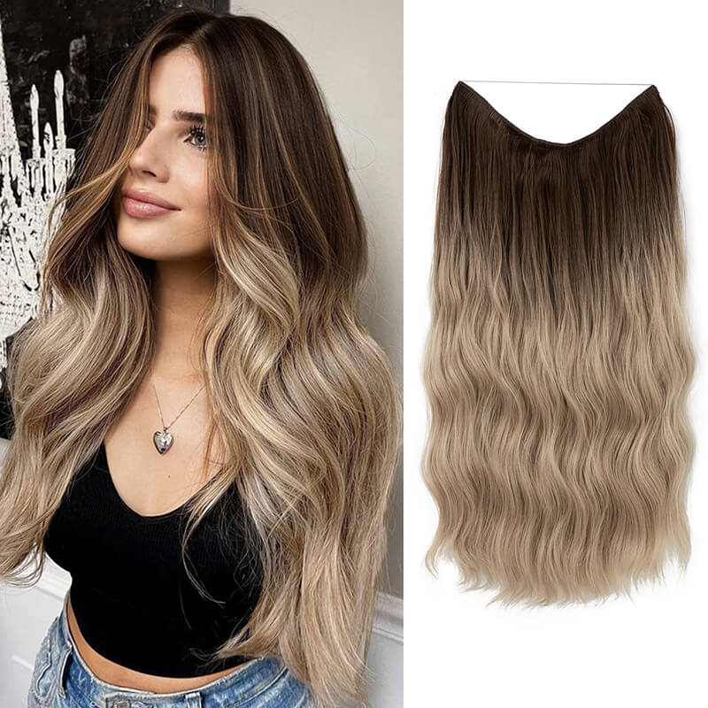 Hair extensions halo hair wig women wigs long curly hair chemical fiber