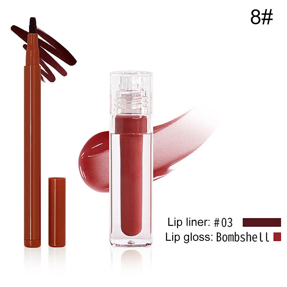 8-Color Lip Liner & Lip Glaze Set High-Shine Long-Lasting Vegan Lip Duo Kit