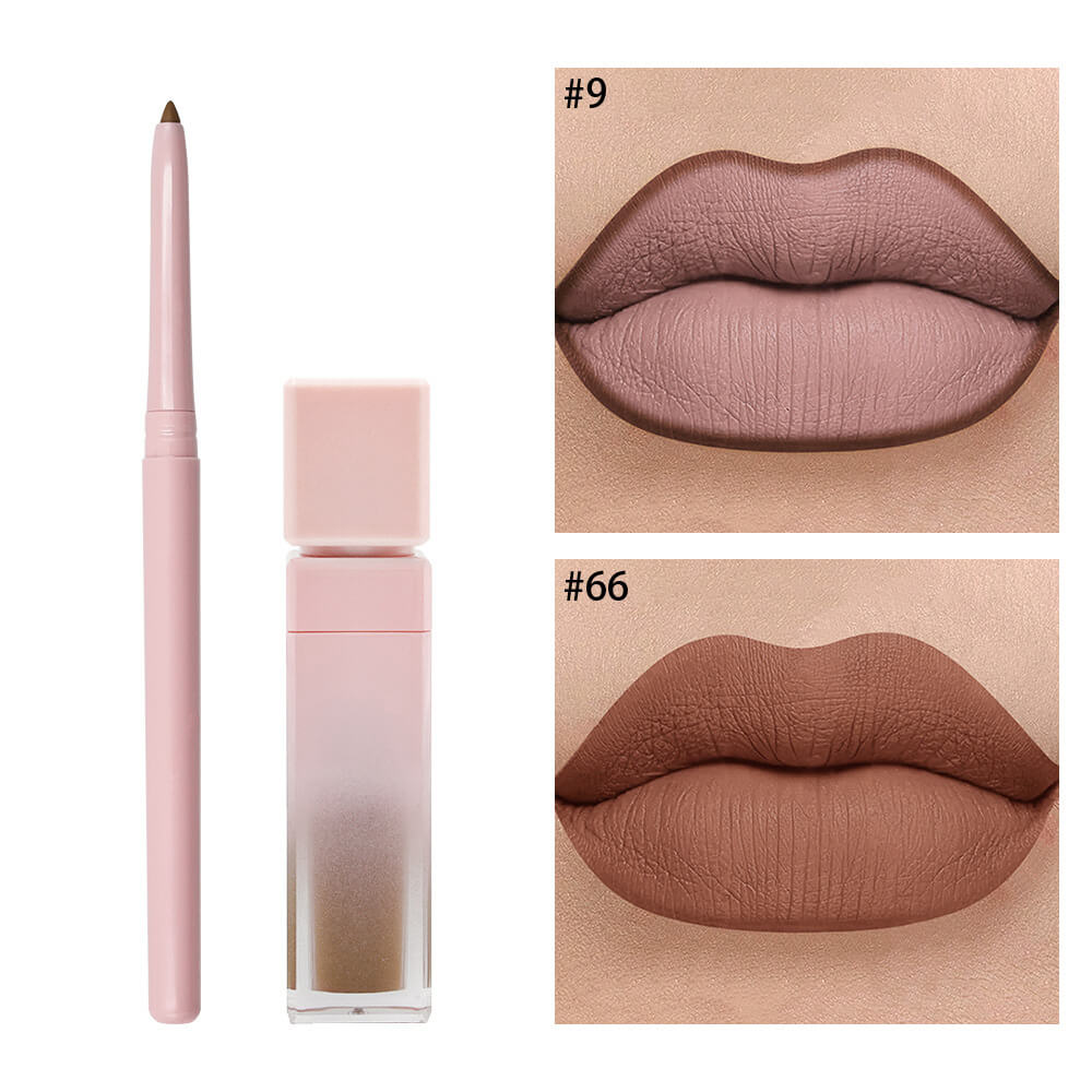 16 color pink liquid lipstick lip liner set matte waterproof long lasting