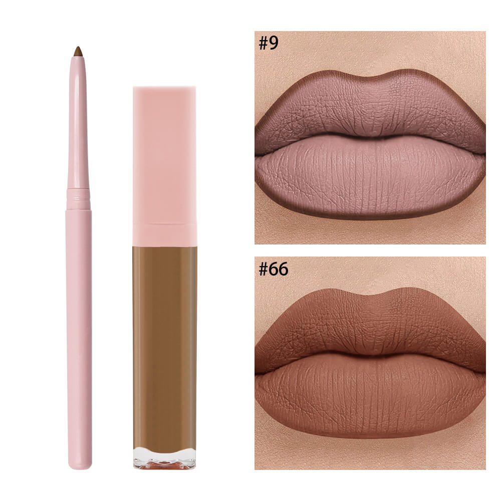 16 color 2 in 1 matte liquid lipstick lip liner set long lasting high pigment