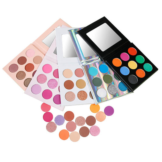 9 Color Diy Eyeshadow Palette 26mm Matte Glitter High Pigment Waterproof