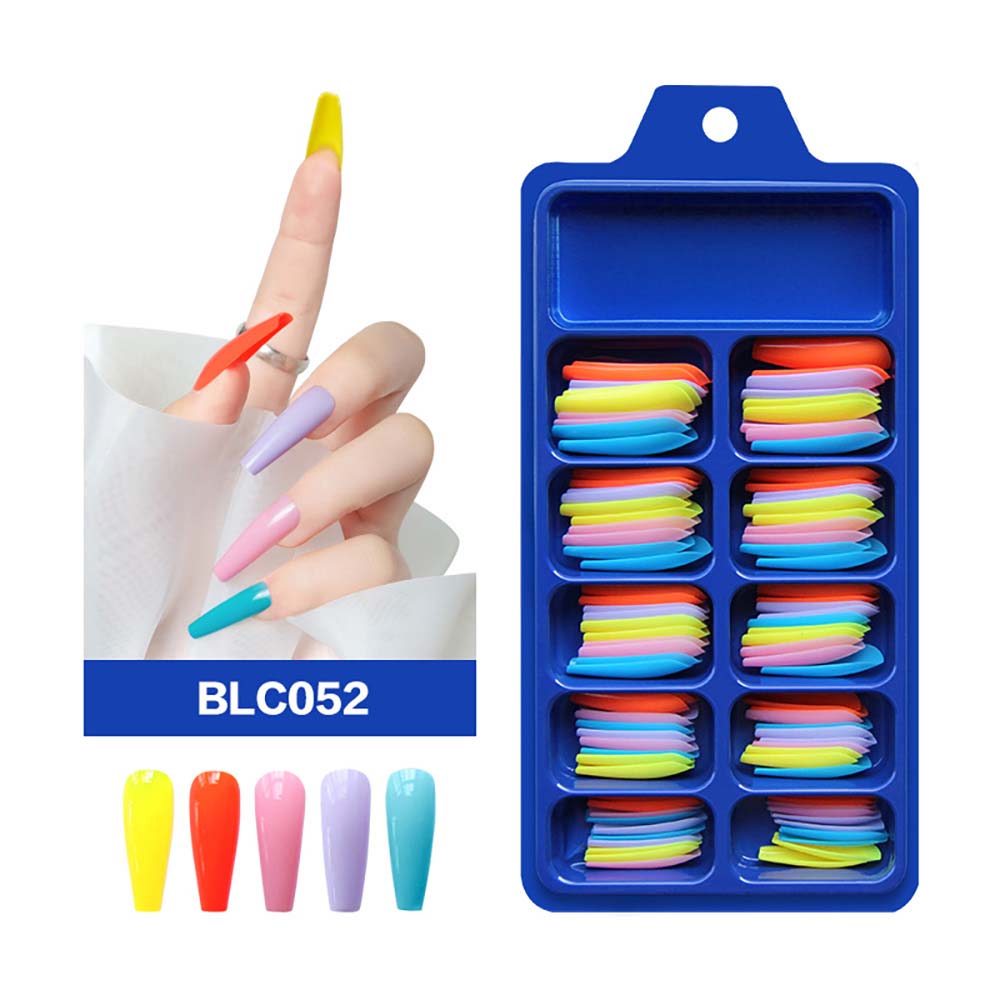 Diy False Nail Press On Nails Long Ballet Pure Salon Tips Mixed-color 100 Pcs