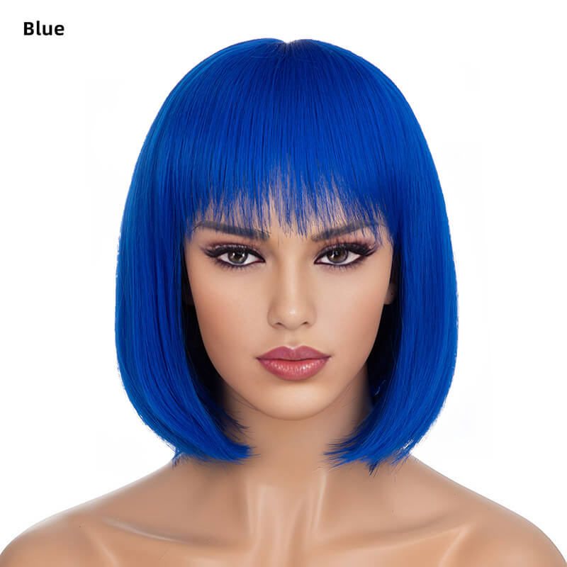 Wigs short straight hair bobo head air bangs whole wig headgear