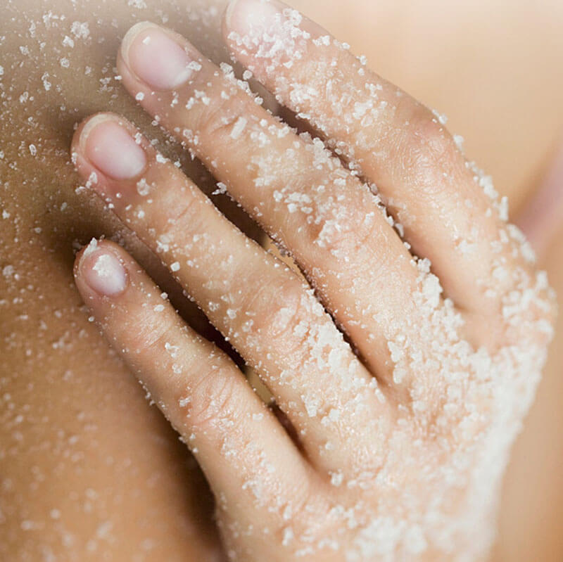 Sea salt scrub deep cleansing smooth exfoliate hydrating brighten skin