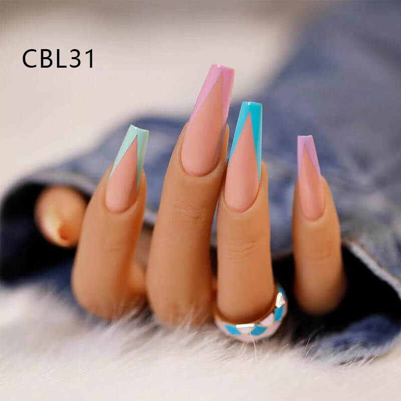 Press on nails long ballet false nails french butterfly diversified