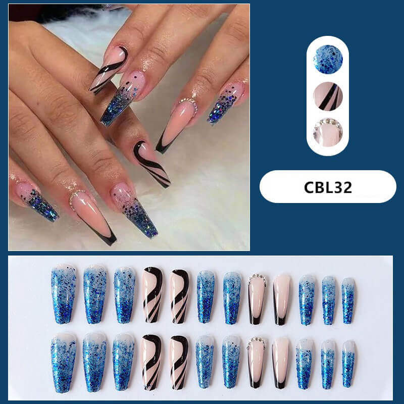 Press on nails long ballet false nails french butterfly diversified
