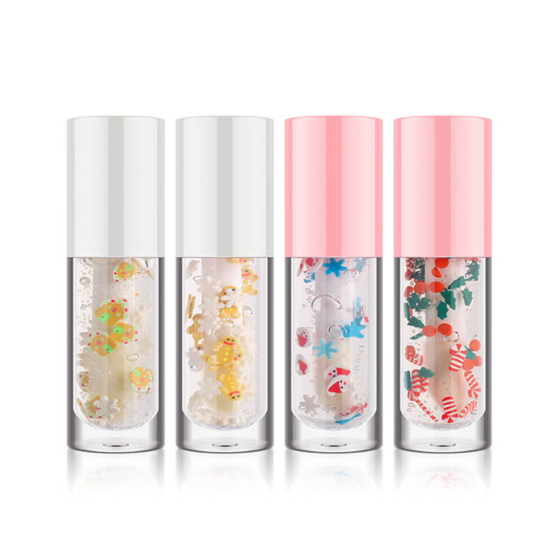 4 color Christmas lip oil vegan transparent lip gloss no logo
