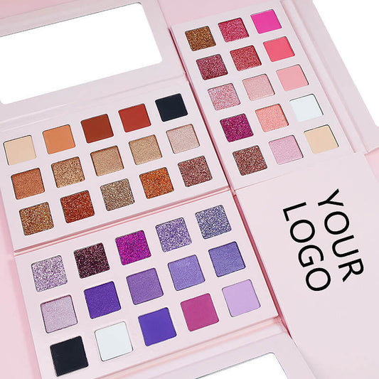 Palette de 15 fards à paupières roses mats nacrés hautement pigmentés