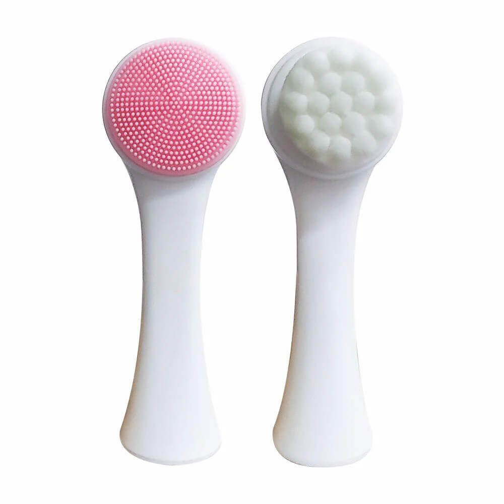 2 color silicone face cleansing brush wash massage brush soft double sided