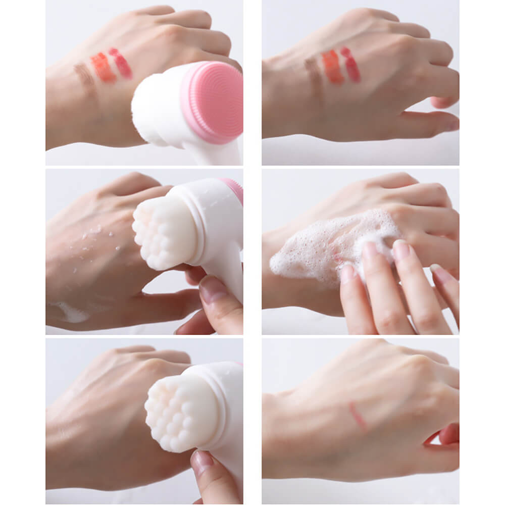 2 color silicone face cleansing brush wash massage brush soft double sided