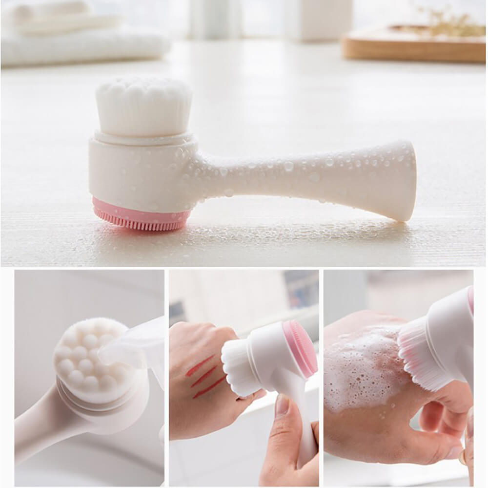 2 color silicone face cleansing brush wash massage brush soft double sided