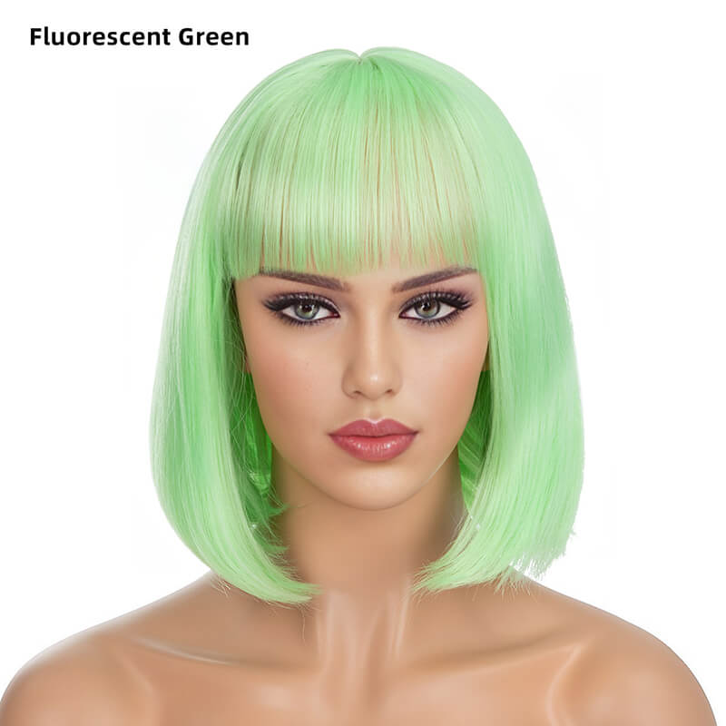 Wigs short straight hair bobo head air bangs whole wig headgear