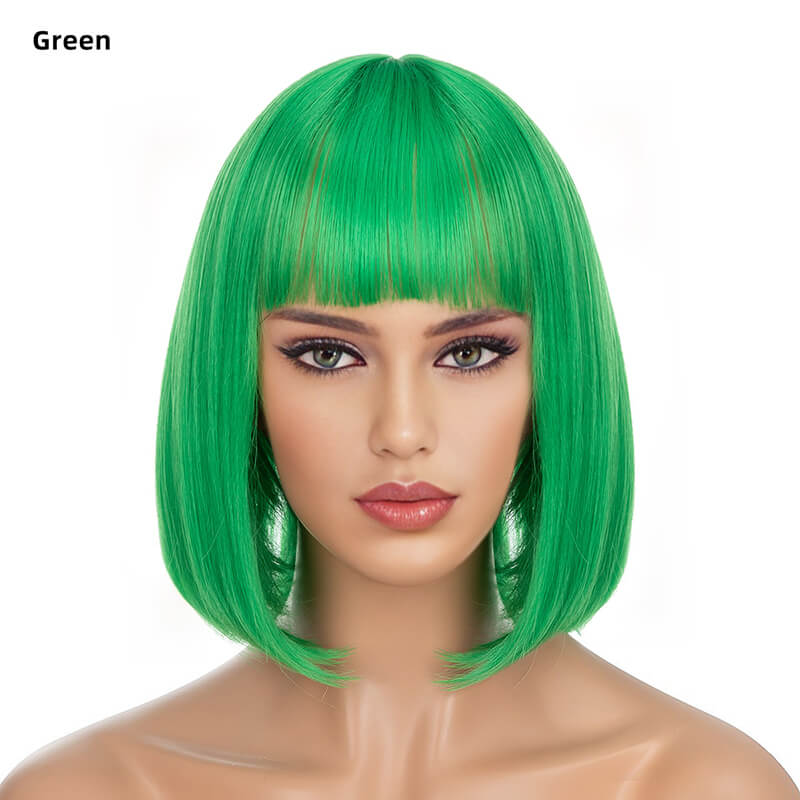 Wigs short straight hair bobo head air bangs whole wig headgear