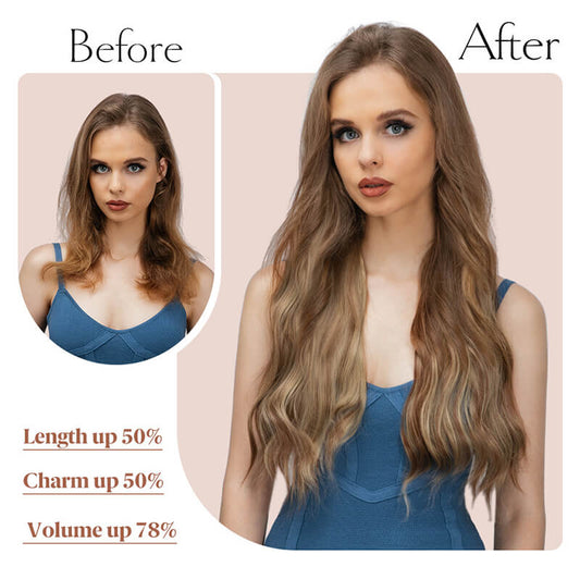 Hair extensions clip in hair four-piece wig set hair clips curly fiber 22 inch