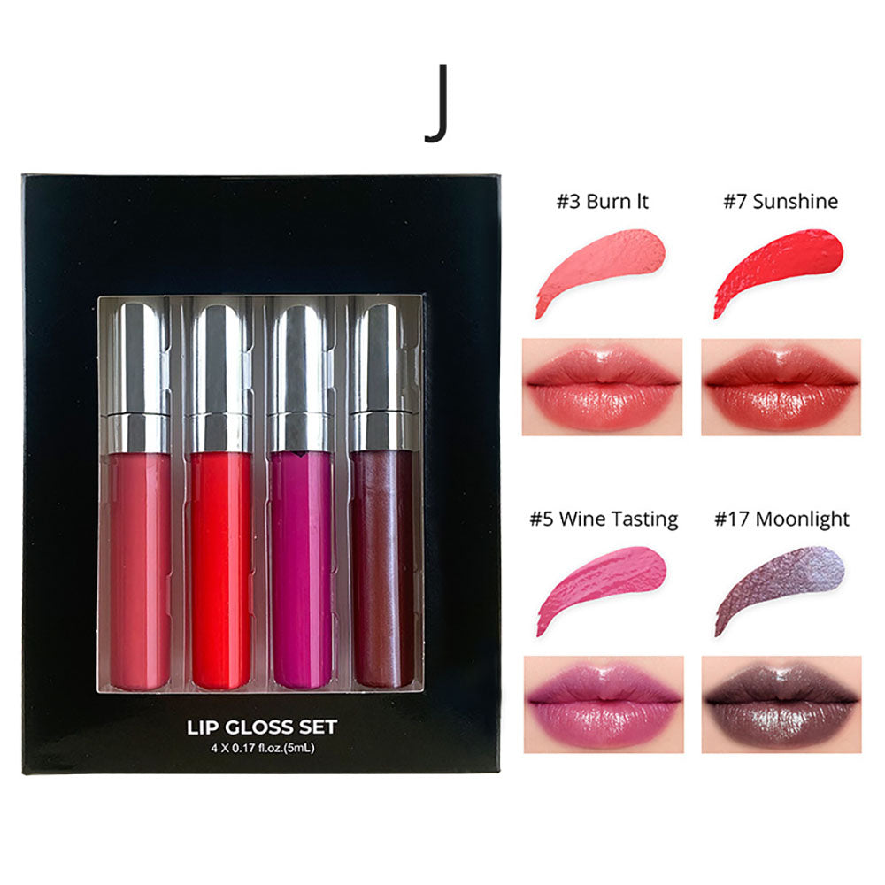 4-Piece Lip Gloss Set Nude High-Shine Moisturizing High Quality Vegan