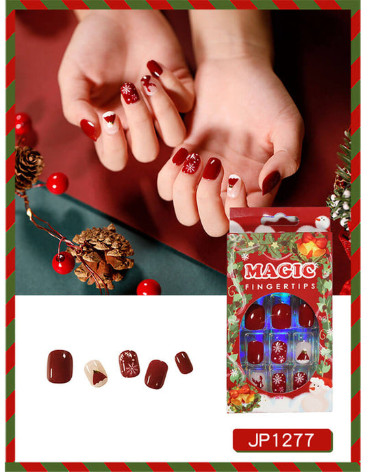 Wearable nail art Christmas nails press on nails removable 24pcs