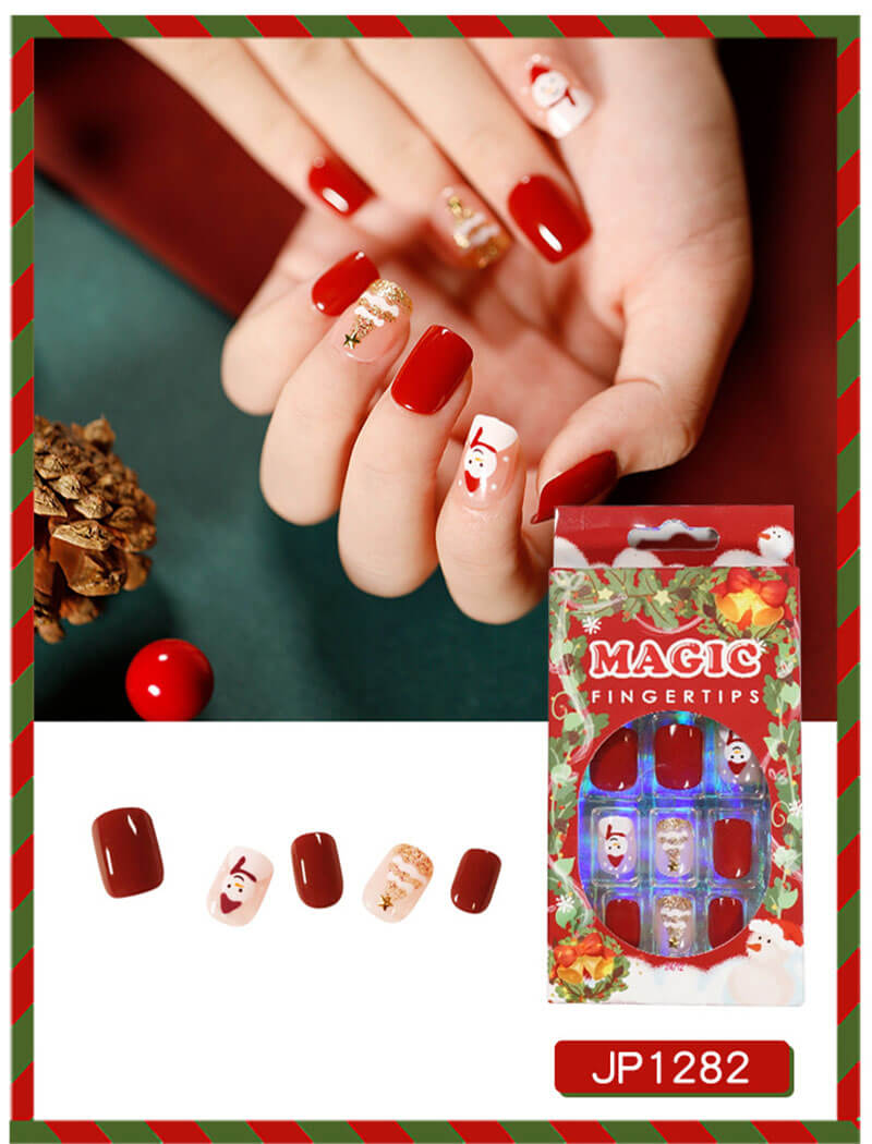 Wearable nail art Christmas nails press on nails removable 24pcs