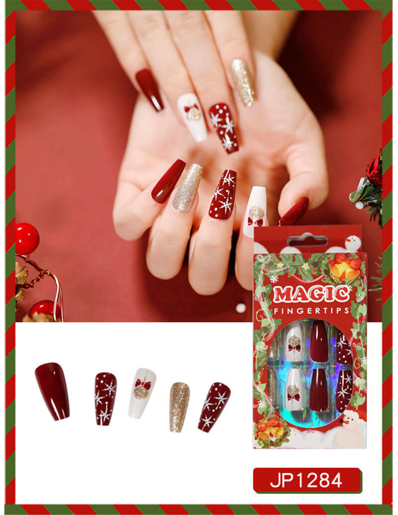 Wearable nail art Christmas nails press on nails removable 24pcs