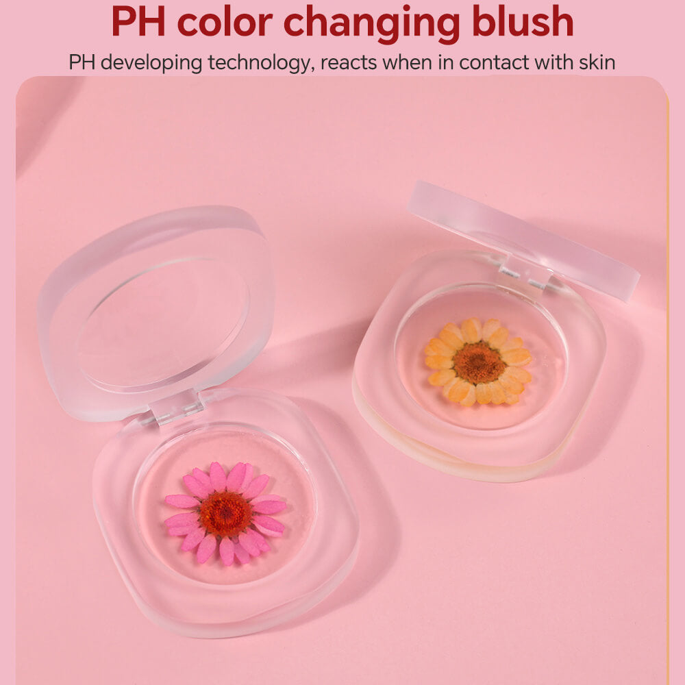 2 color jelly blush rouge cream lip cheek lipstick permanent real flower temperature change