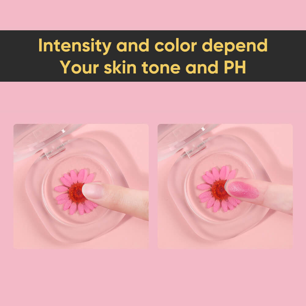 2 color jelly blush rouge cream lip cheek lipstick permanent real flower temperature change