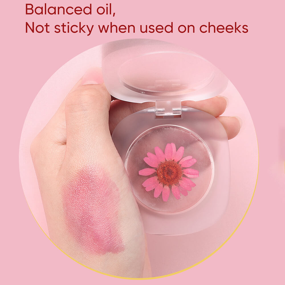 2 color jelly blush rouge cream lip cheek lipstick permanent real flower temperature change
