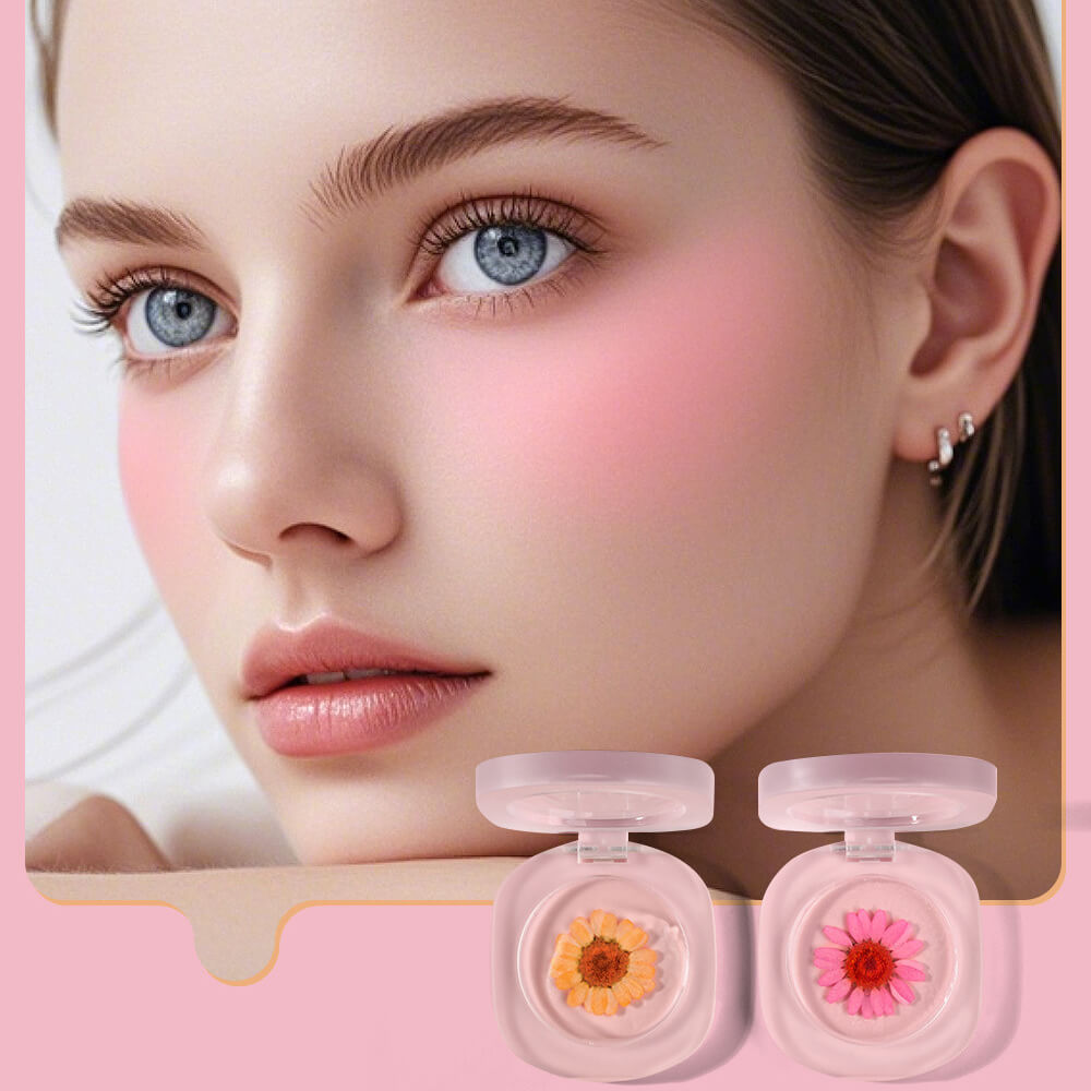 2 color jelly blush rouge cream lip cheek lipstick permanent real flower temperature change