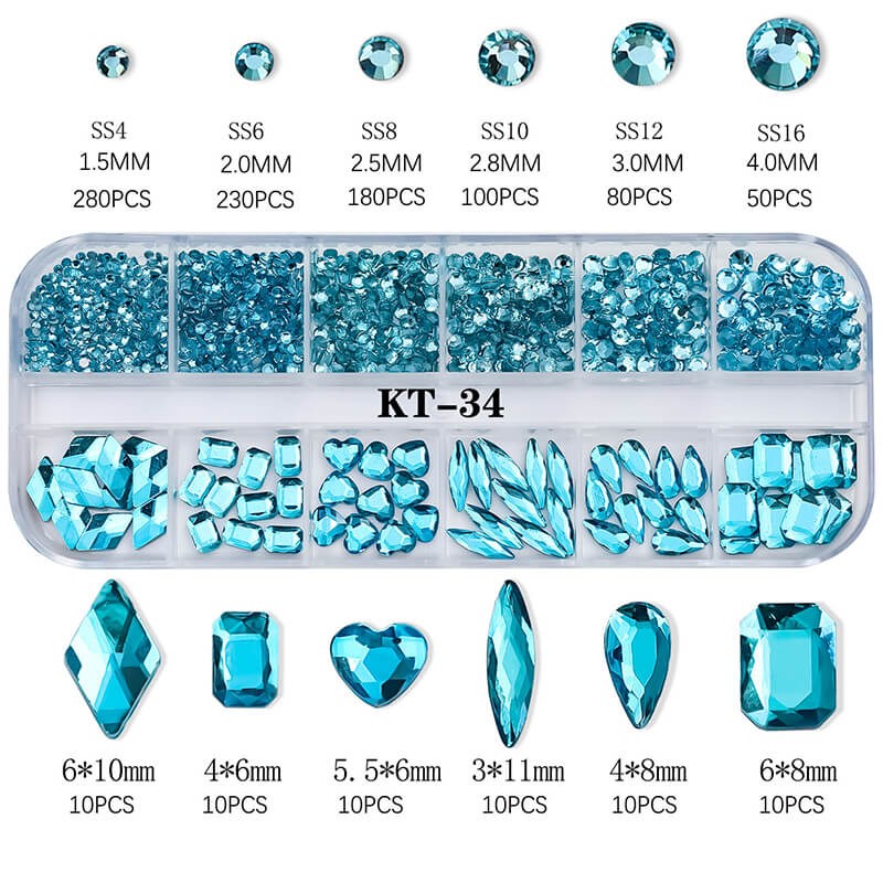 6 color nails decoration diy crystal rhinestones art nail gems