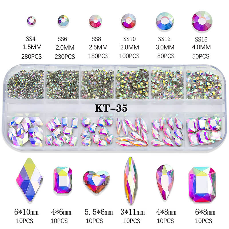 6 color nails decoration diy crystal rhinestones art nail gems